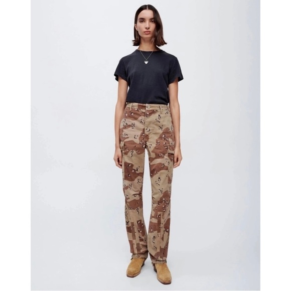 RE/DONE Brown/Tan NWT camouflage up-cycled cargo trousers Factory Distressed - Picture 4 of 16